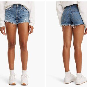 Levi's Blue Distressed Denim Jean Shorts